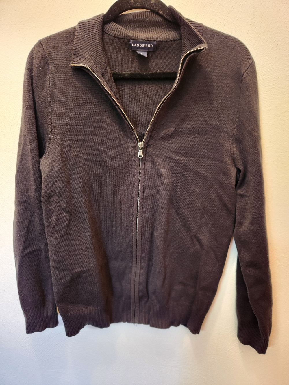 Lands' End Men's Full-Zip Black Sweater Size Small